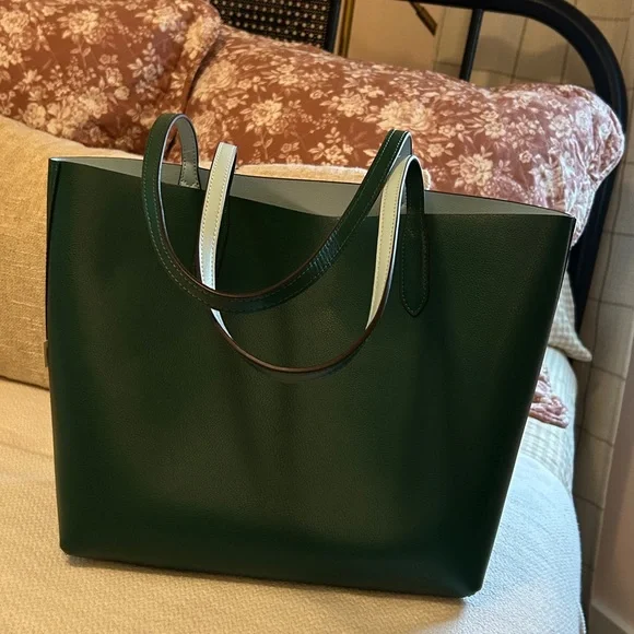 Kate Spade Reversible Dark Green/Light BlueTote Bag - Picture 2 of 5